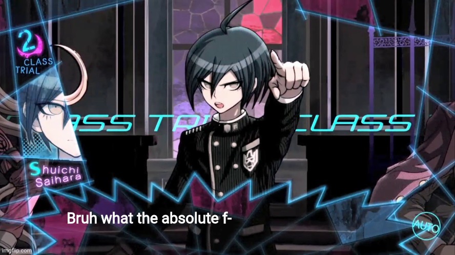 Shuichi blank dialogue | Bruh what the absolute f- | image tagged in shuichi blank dialogue | made w/ Imgflip meme maker