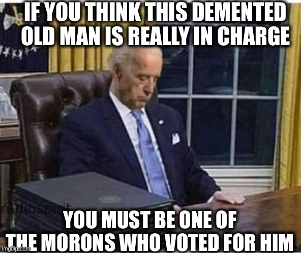 Joe Biden is a puppet |  IF YOU THINK THIS DEMENTED OLD MAN IS REALLY IN CHARGE; YOU MUST BE ONE OF THE MORONS WHO VOTED FOR HIM | image tagged in joe biden,memes,democrats,stupid liberals | made w/ Imgflip meme maker