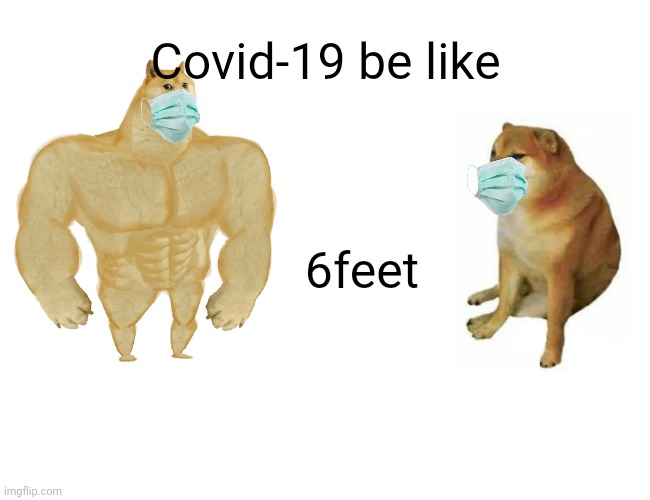 Buff Doge vs. Cheems Meme | Covid-19 be like; 6feet | image tagged in memes,buff doge vs cheems | made w/ Imgflip meme maker
