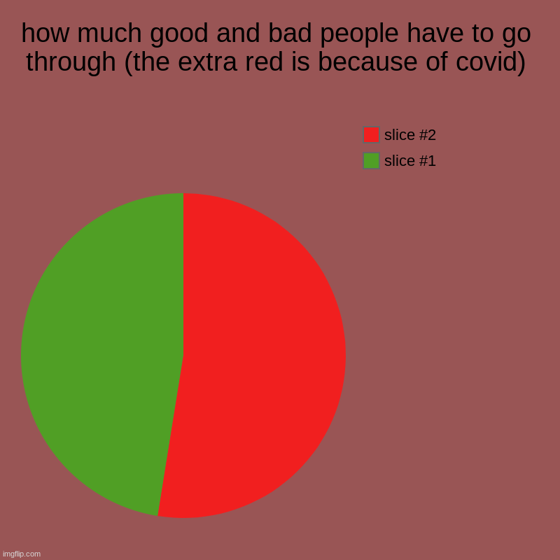 how much good and bad people have to go through (the extra red is because of covid) | | image tagged in charts,pie charts | made w/ Imgflip chart maker
