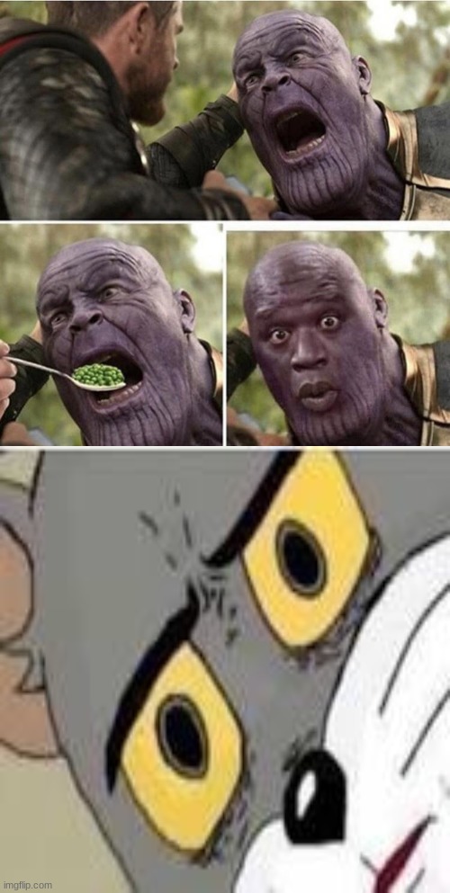 Thor feeding Thanos | image tagged in thor feeding thanos | made w/ Imgflip meme maker