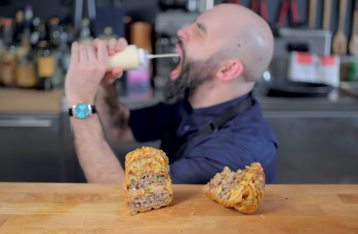 High Quality babish squirting mayo in his mouth Blank Meme Template
