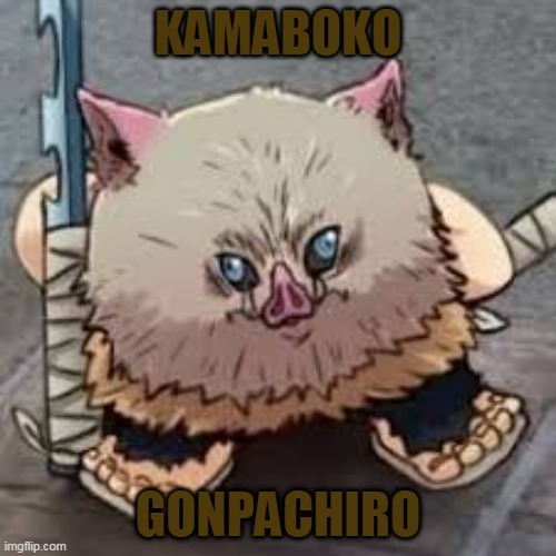 KAMABOKO GONPACHIRO | KAMABOKO; GONPACHIRO | image tagged in demon slayer,anime,animeme,wild,pig | made w/ Imgflip meme maker