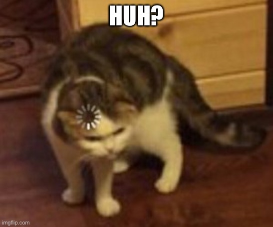 Loading cat | HUH? | image tagged in loading cat | made w/ Imgflip meme maker