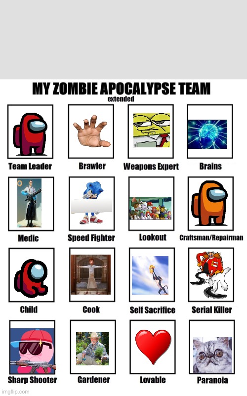 my ZOOBEEEEEEEE apocalypse team | image tagged in my zombie apocalypse team | made w/ Imgflip meme maker