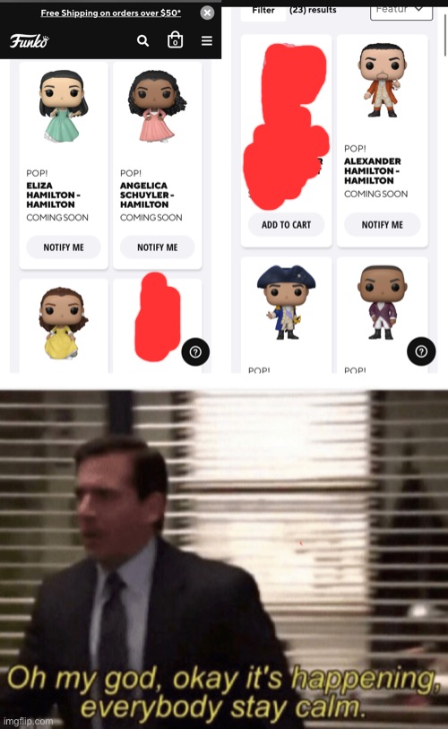 Hamilton funko pops!! :D | image tagged in oh my god it s happening | made w/ Imgflip meme maker