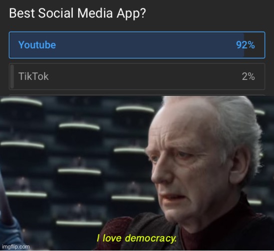 E | image tagged in i love democracy | made w/ Imgflip meme maker