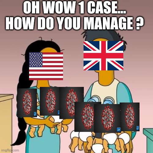 OH WOW 1 CASE... HOW DO YOU MANAGE ? | image tagged in simpsons,coronavirus | made w/ Imgflip meme maker