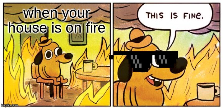 This Is Fine | when your house is on fire | image tagged in memes,this is fine | made w/ Imgflip meme maker