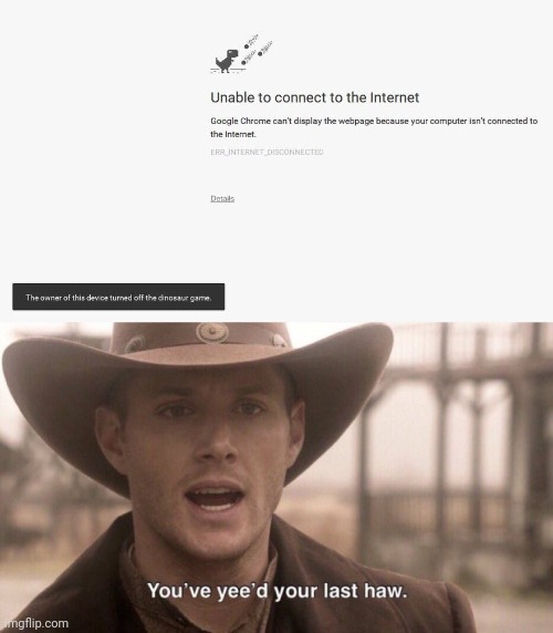 Really, bro? | image tagged in you've yee'd your last haw,dinosaur,no internet,but why tho,google | made w/ Imgflip meme maker