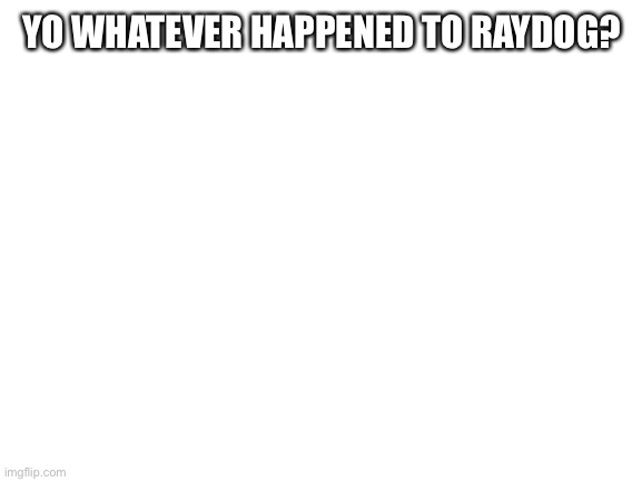 ?? | YO WHATEVER HAPPENED TO RAYDOG? | image tagged in blank white template | made w/ Imgflip meme maker