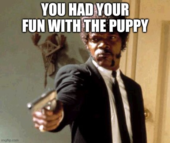 Say That Again I Dare You Meme | YOU HAD YOUR FUN WITH THE PUPPY | image tagged in memes,say that again i dare you | made w/ Imgflip meme maker