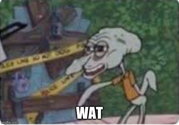 Squidward on drugs | WAT | image tagged in squidward on drugs | made w/ Imgflip meme maker