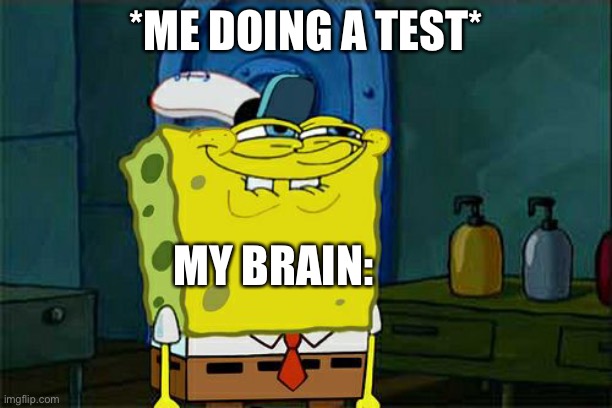 lol | *ME DOING A TEST*; MY BRAIN: | image tagged in memes,don't you squidward,test | made w/ Imgflip meme maker