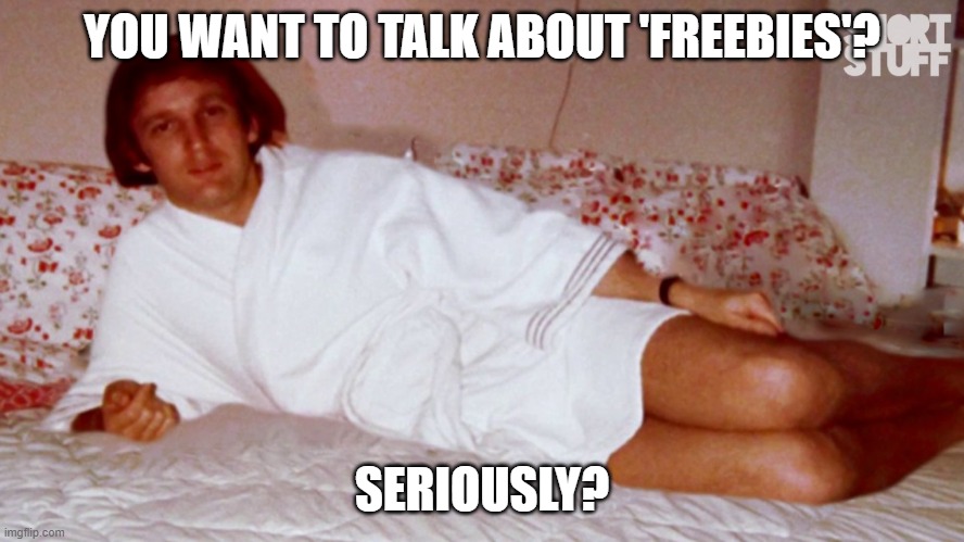 YOU WANT TO TALK ABOUT 'FREEBIES'? SERIOUSLY? | made w/ Imgflip meme maker