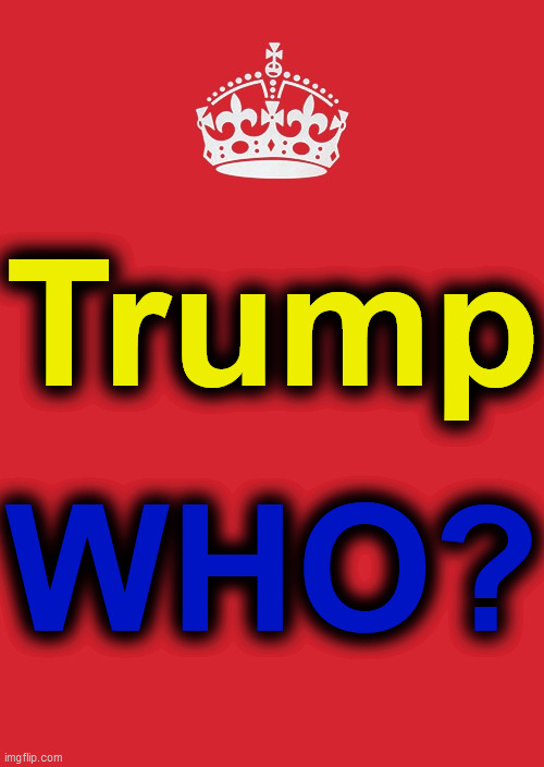 Trump. WHO? | Trump; WHO? | image tagged in keep calm and carry on red,dumbo45,who,sleepy joe,another weird year,dump trump | made w/ Imgflip meme maker