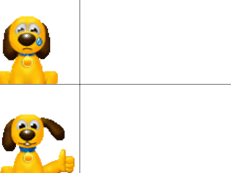 Sad progressbar dog and happy progressbar dog Blank Meme Template