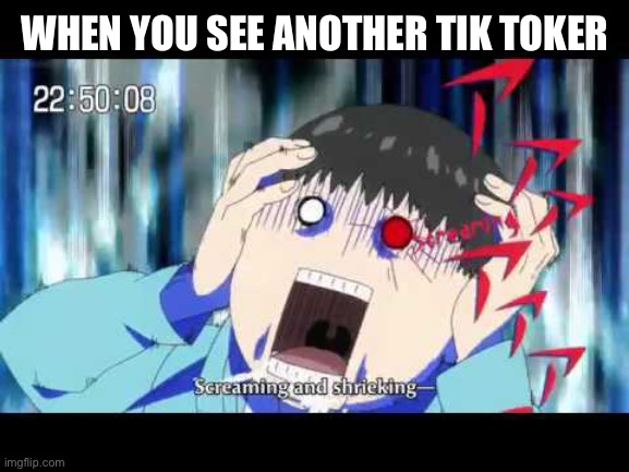 Agreed | WHEN YOU SEE ANOTHER TIK TOKER | image tagged in tokyo ghoul,tik tok sucks | made w/ Imgflip meme maker