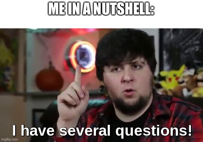 I have several questions(HD) | ME IN A NUTSHELL: | image tagged in i have several questions hd | made w/ Imgflip meme maker