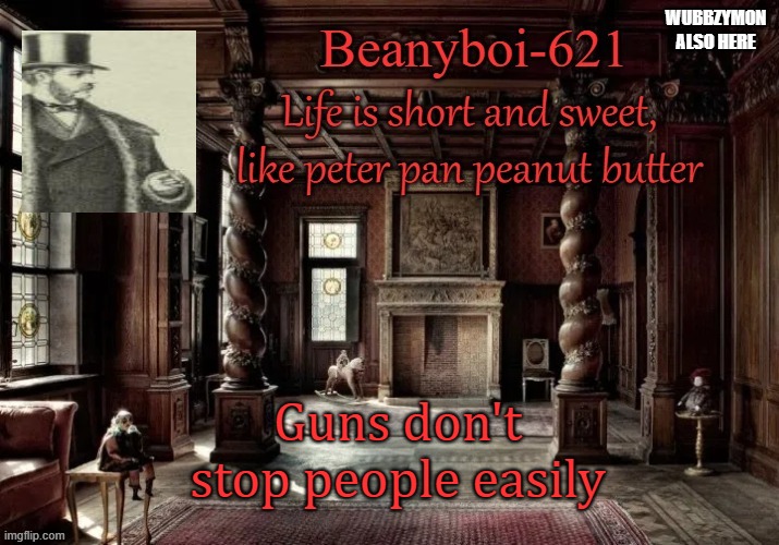 Besides, I have a better gun than that noob gun | WUBBZYMON ALSO HERE; Guns don't stop people easily | image tagged in victorian beany,gun,stealer | made w/ Imgflip meme maker