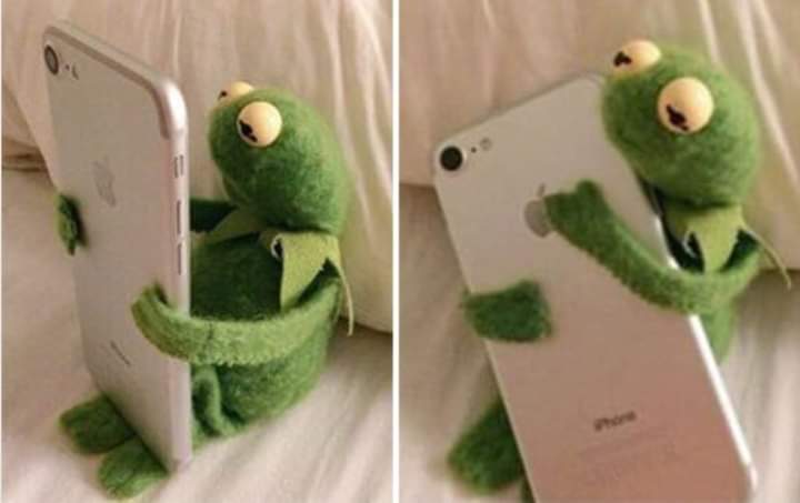 High Quality Kermit hugging phone Blank Meme Template
