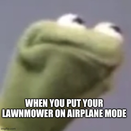 lawnmower on airplane mode | WHEN YOU PUT YOUR LAWNMOWER ON AIRPLANE MODE | image tagged in hmmm kermit | made w/ Imgflip meme maker