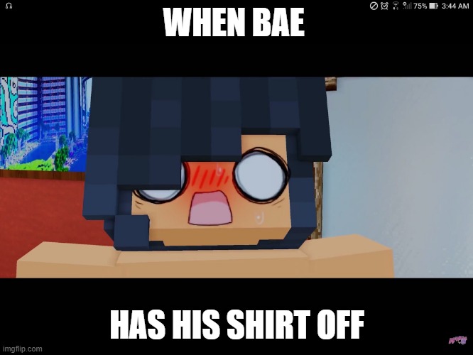 ;) | WHEN BAE; HAS HIS SHIRT OFF | image tagged in aphmau | made w/ Imgflip meme maker