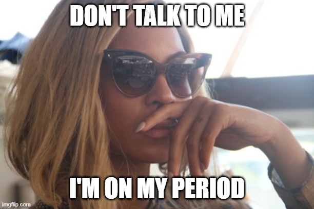 Beyoncé group chat | DON'T TALK TO ME; I'M ON MY PERIOD | image tagged in beyonc group chat | made w/ Imgflip meme maker