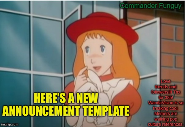 Third template | HERE’S A NEW ANNOUNCEMENT TEMPLATE | image tagged in commanderfunguy anime announcement template | made w/ Imgflip meme maker