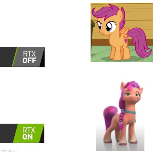 No difference | image tagged in rtx,my little pony | made w/ Imgflip meme maker