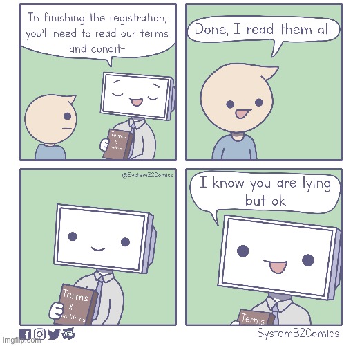 Nobody does, or ever will read them | image tagged in comics,computer,unfunny | made w/ Imgflip meme maker