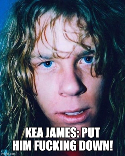 Young James Fucks You Up | KEA JAMES: PUT HIM FUCKING DOWN! | image tagged in young james fucks you up | made w/ Imgflip meme maker