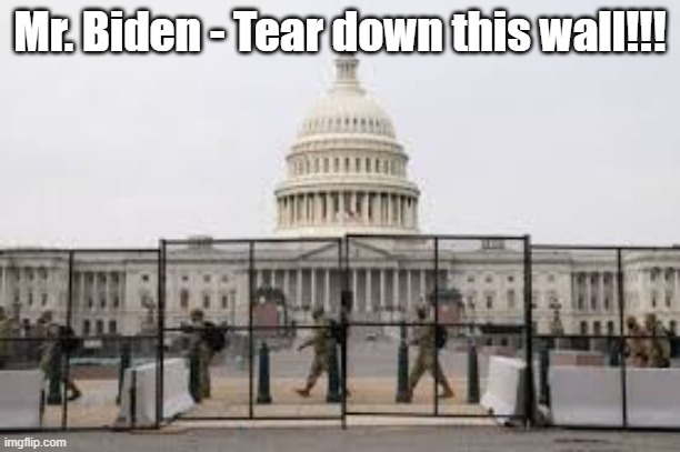 DC Wall | Mr. Biden - Tear down this wall!!! | image tagged in wall | made w/ Imgflip meme maker