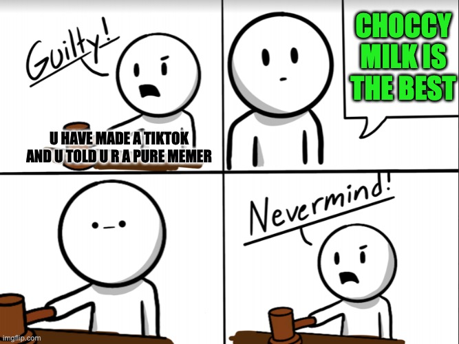 nevermind hes a pure memer | CHOCCY MILK IS THE BEST; U HAVE MADE A TIKTOK AND U TOLD U R A PURE MEMER | image tagged in the greatest lawyer in the world,choccy milk,memes,memers,tiktok,funny | made w/ Imgflip meme maker