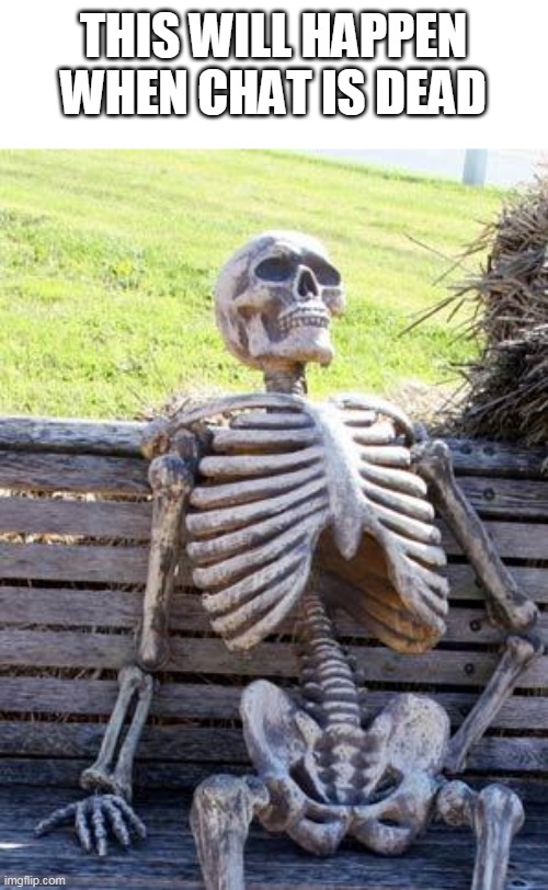 chat has died | THIS WILL HAPPEN WHEN CHAT IS DEAD | image tagged in memes,waiting skeleton,chat | made w/ Imgflip meme maker