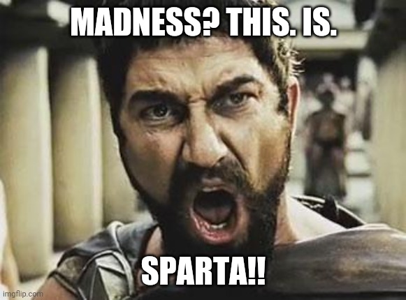 This is Sparta | MADNESS? THIS. IS. SPARTA!! | image tagged in this is sparta | made w/ Imgflip meme maker