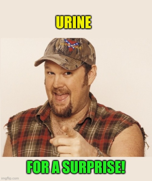 Larry the Cable Guy | URINE FOR A SURPRISE! | image tagged in larry the cable guy | made w/ Imgflip meme maker