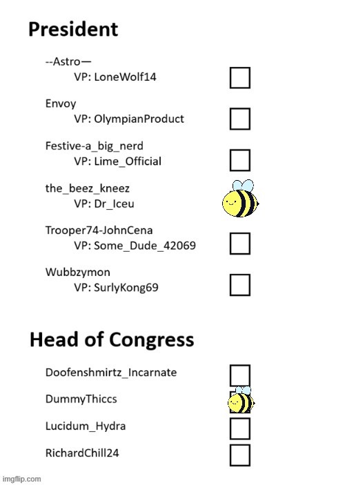 My vote | image tagged in vote for beez and dummythiccs | made w/ Imgflip meme maker