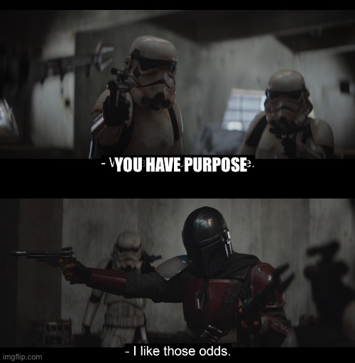 Four to One | YOU HAVE PURPOSE | image tagged in four to one | made w/ Imgflip meme maker