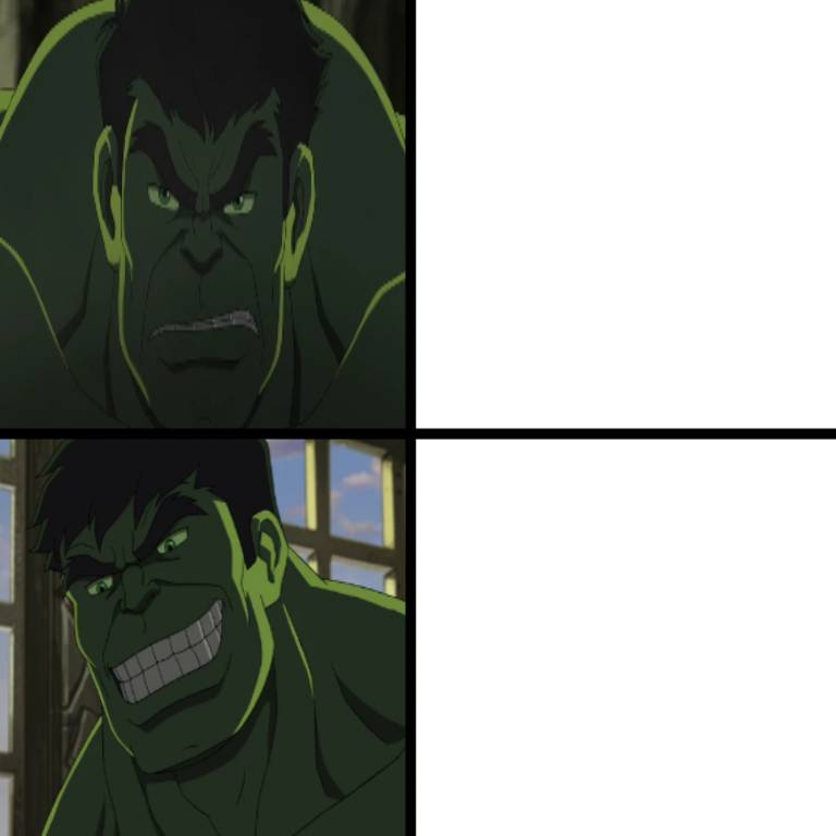 High Quality Hulk No/Yes Blank Meme Template