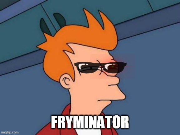 Futurama Fry | FRYMINATOR | image tagged in memes,futurama fry | made w/ Imgflip meme maker