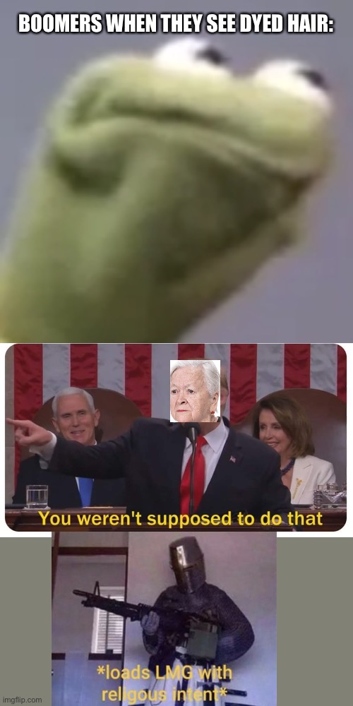 Hmmm kermit | BOOMERS WHEN THEY SEE DYED HAIR: | image tagged in hmmm kermit | made w/ Imgflip meme maker