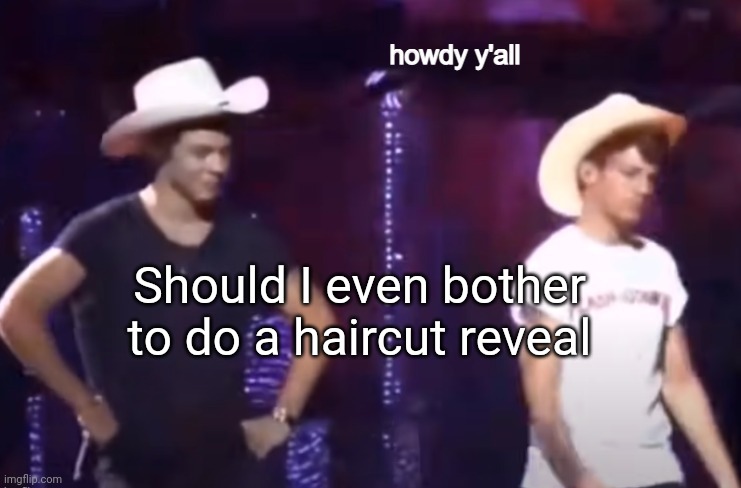 Howdy | Should I even bother to do a haircut reveal | image tagged in howdy | made w/ Imgflip meme maker