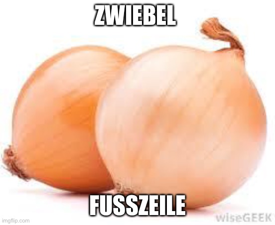 Zwiebeln sind gut | ZWIEBEL; FUSSZEILE | made w/ Imgflip meme maker