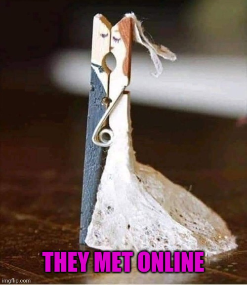 Their marriage will hold together | THEY MET ONLINE | image tagged in dad joke,eyeroll,bad pun | made w/ Imgflip meme maker