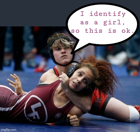 Mixed Wrestling | I identify as a girl, so this is ok. | image tagged in mixed wrestling | made w/ Imgflip meme maker