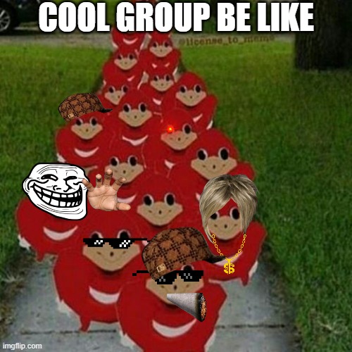 Ugandan knuckles army | COOL GROUP BE LIKE | image tagged in ugandan knuckles army | made w/ Imgflip meme maker