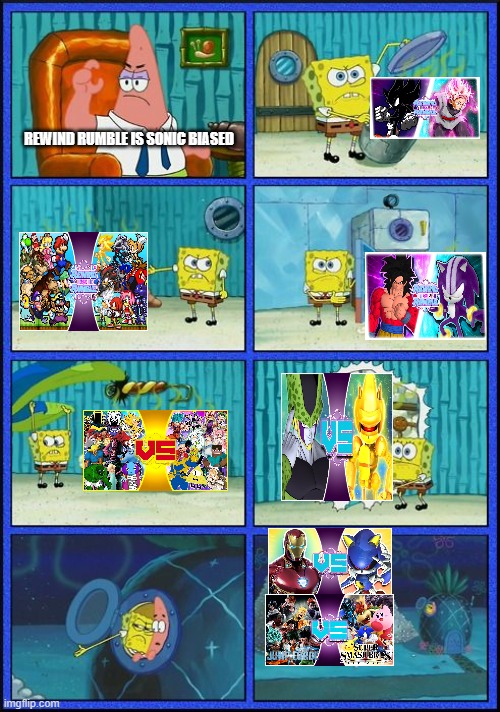 Spongebob HMMM Meme | REWIND RUMBLE IS SONIC BIASED | image tagged in spongebob hmmm meme | made w/ Imgflip meme maker