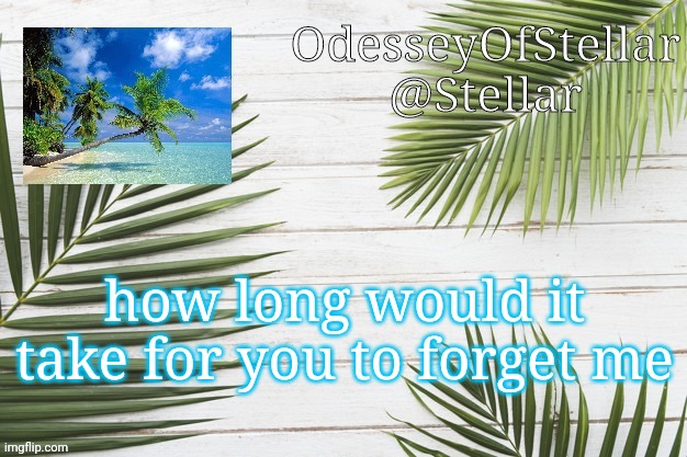 palms | how long would it take for you to forget me | image tagged in palms | made w/ Imgflip meme maker