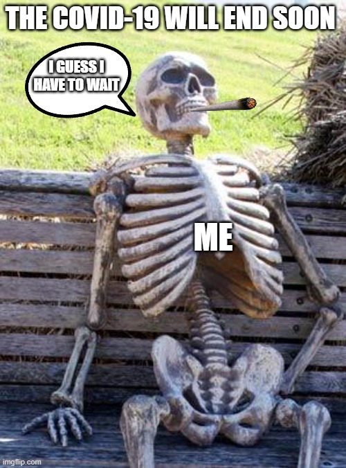 The goverment said "covid-19 will end soon" |  THE COVID-19 WILL END SOON; I GUESS I HAVE TO WAIT; ME | image tagged in memes,waiting skeleton,coronavirus,covid-19 | made w/ Imgflip meme maker
